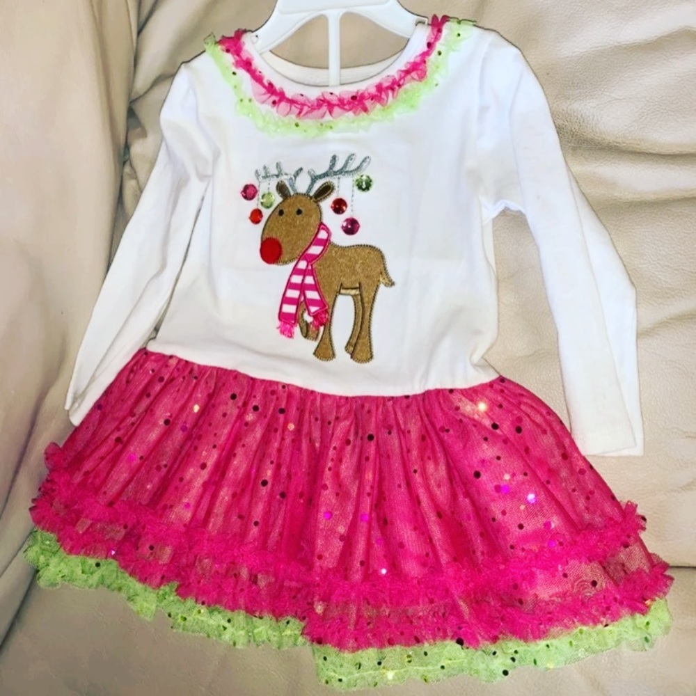 Kids pink & green Christmas dress 2/$15